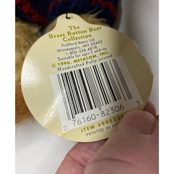 Vtg 1996Pickford Brass Button Bears TULLY Sweater Hat Cap Tousled Moveable Limbs - Picture 12 of 13